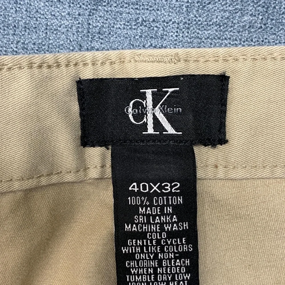 Calvin Klein Pants Men 40x32 Beige Cotton Pockets High Rise Straight Leg Outdoor